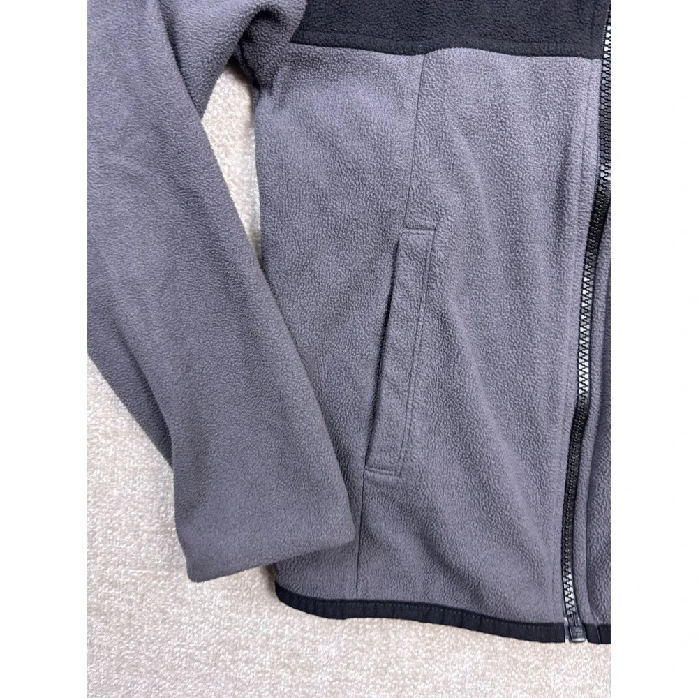 The North Face Boys Gray Black Colorblock Full Zip Fleece Hoodie Jacket XS